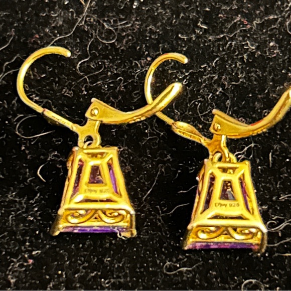 Sterling 925 and Amethyst Vintage Earrings - Picture 3 of 4